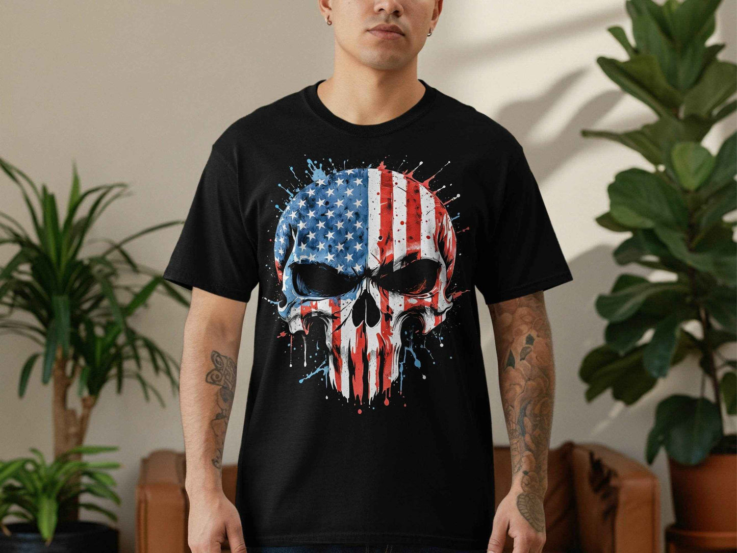American Skull Patriotic Halftone T-Shirt Design Digital - halftone PNG for T-shirts – Sue Opperman Halftones