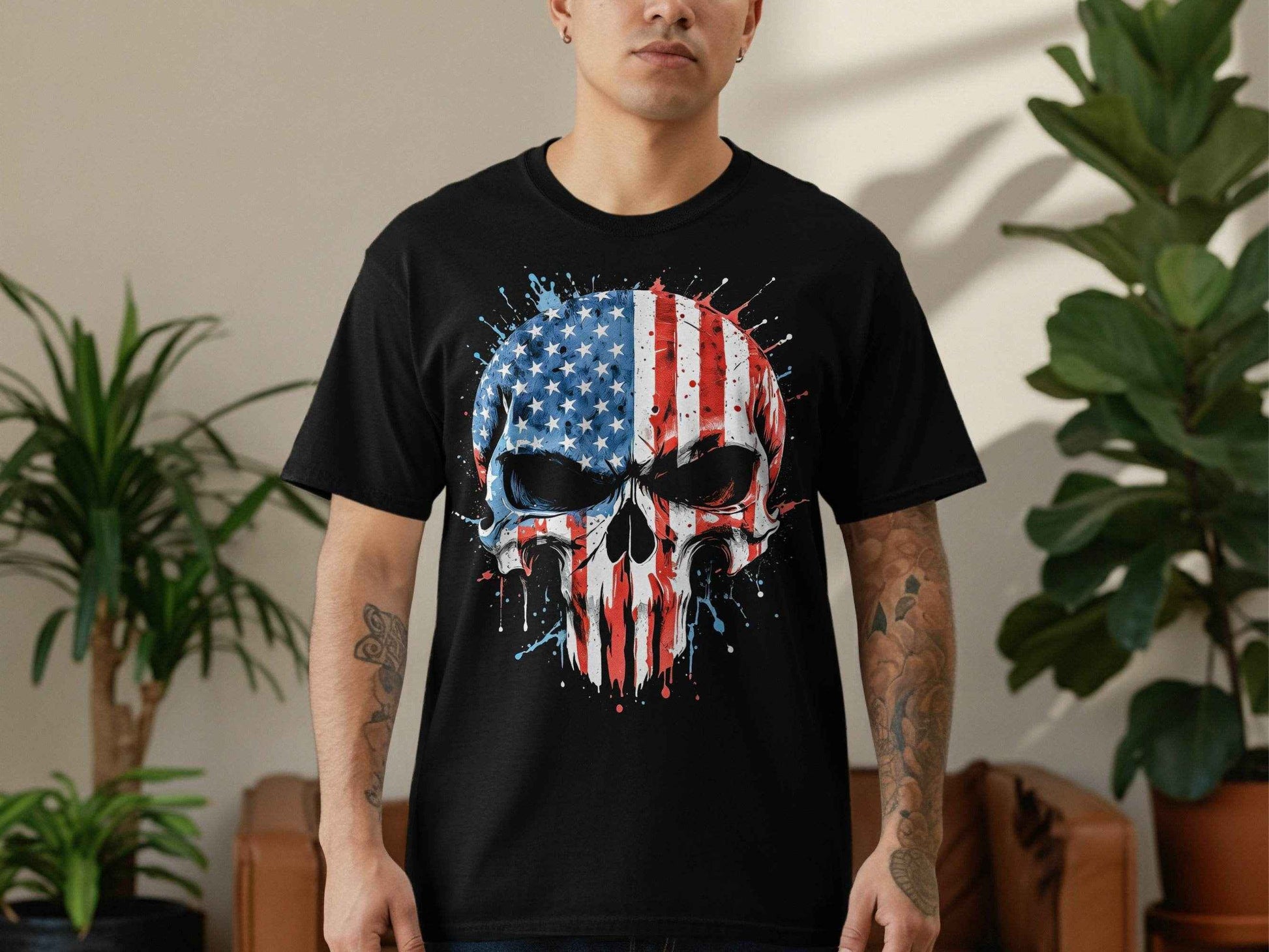 American Skull Patriotic Halftone T-Shirt Design Digital - halftone PNG for T-shirts – Sue Opperman Halftones