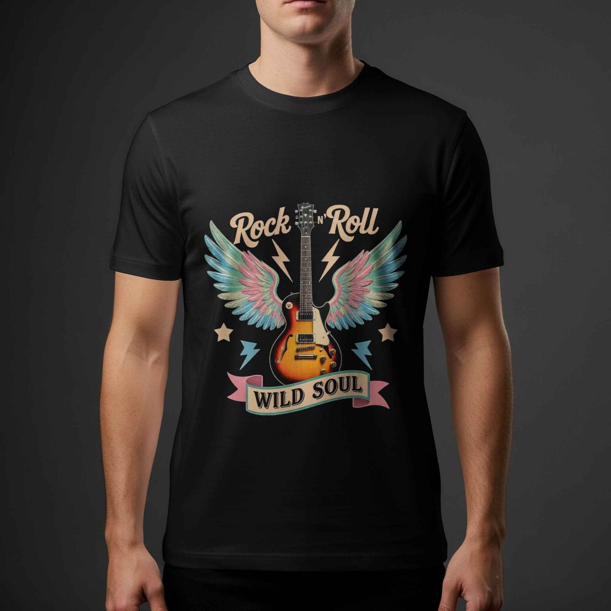 Rock N Roll Guitar with Wings Halftoned T-Shirt Design - halftone PNG for T-shirts – Sue Opperman Halftones
