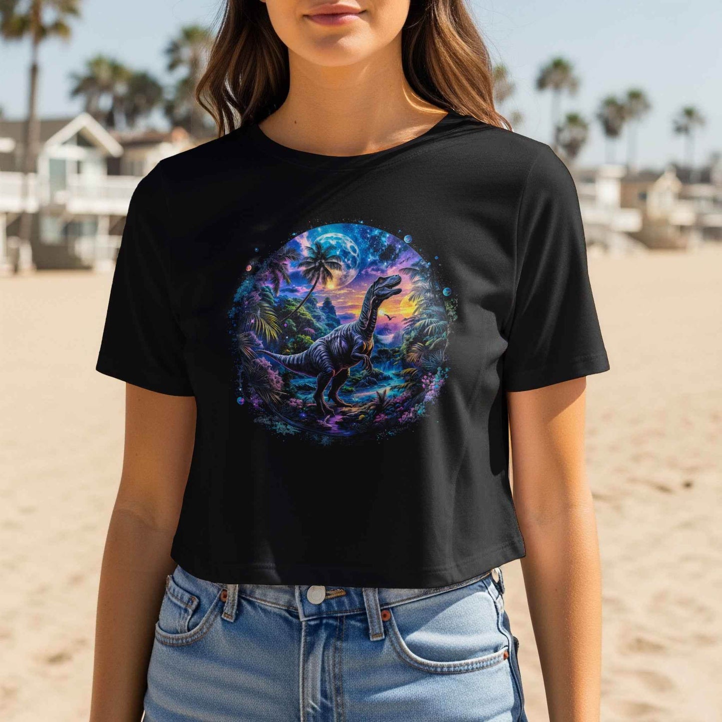 Tropical Dinosaur Scene Halftone T-Shirt Design - halftone PNG for T-shirts – Sue Opperman Halftones