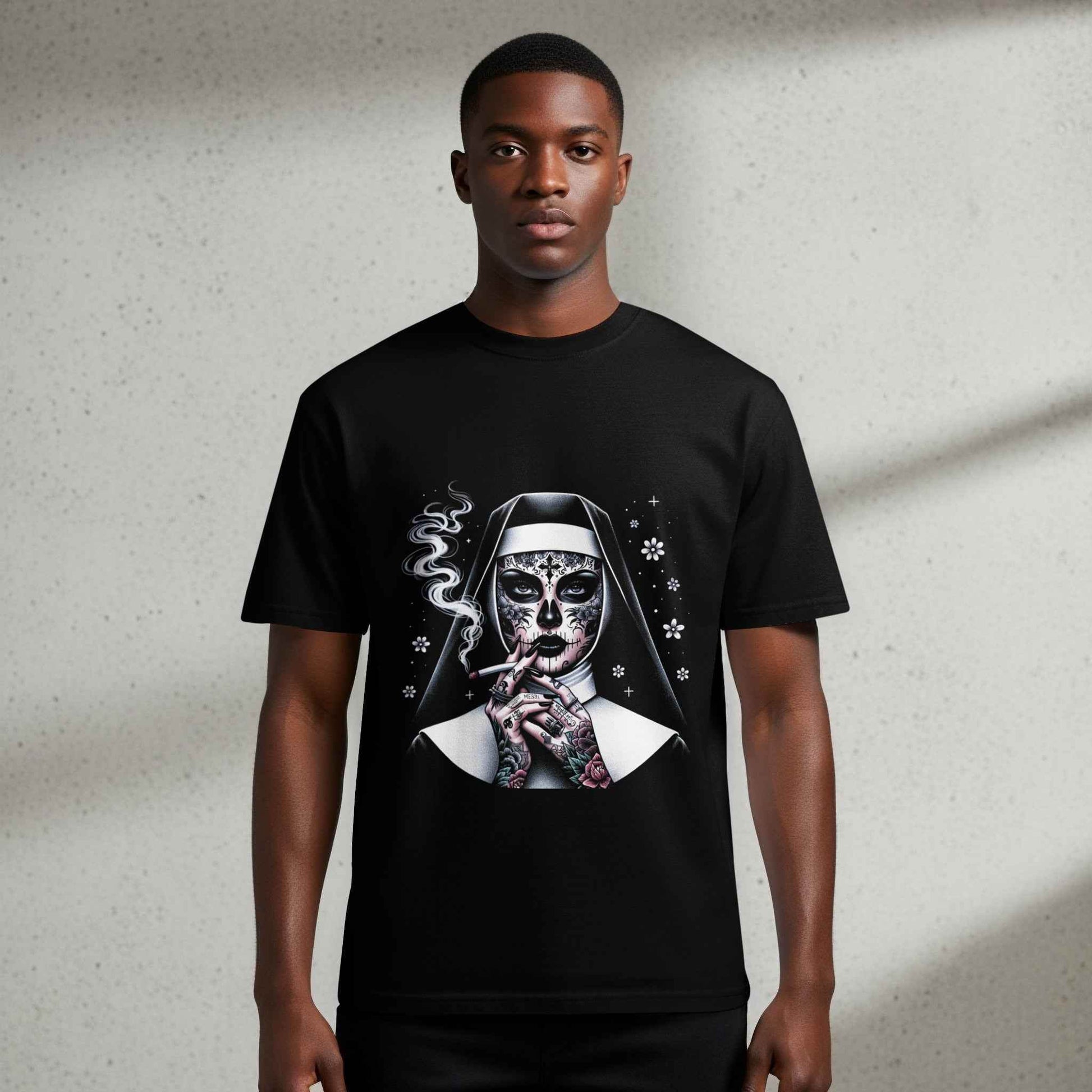 Sugar Skull Nun Smoking Halftone T-shirt Design - halftone PNG for T-shirts – Sue Opperman Halftones