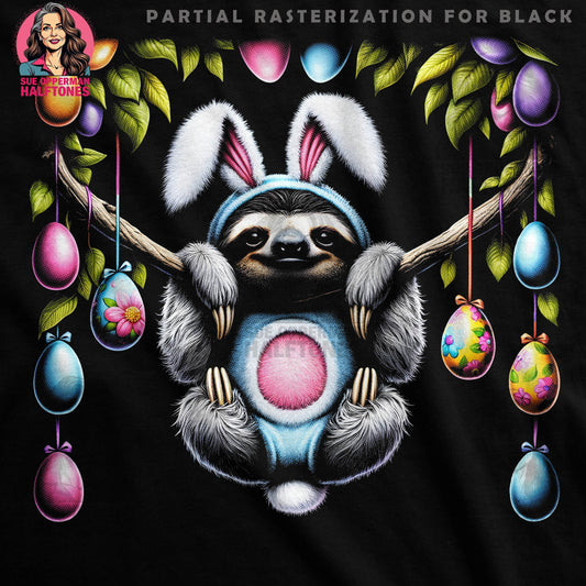 Sloth Easter Holiday Halftone T-Shirt Design - halftone PNG for T-shirts – Sue Opperman Halftones