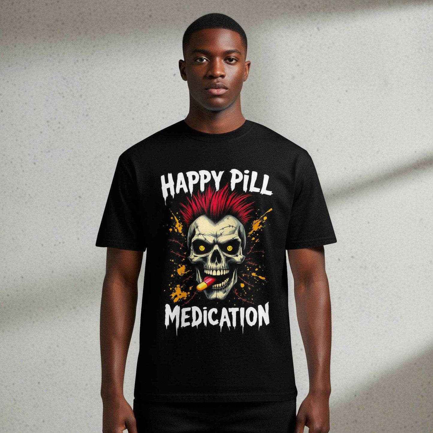 Happy Pill Skull Medication Halftone T-Shirt Design - halftone PNG for T-shirts – Sue Opperman Halftones