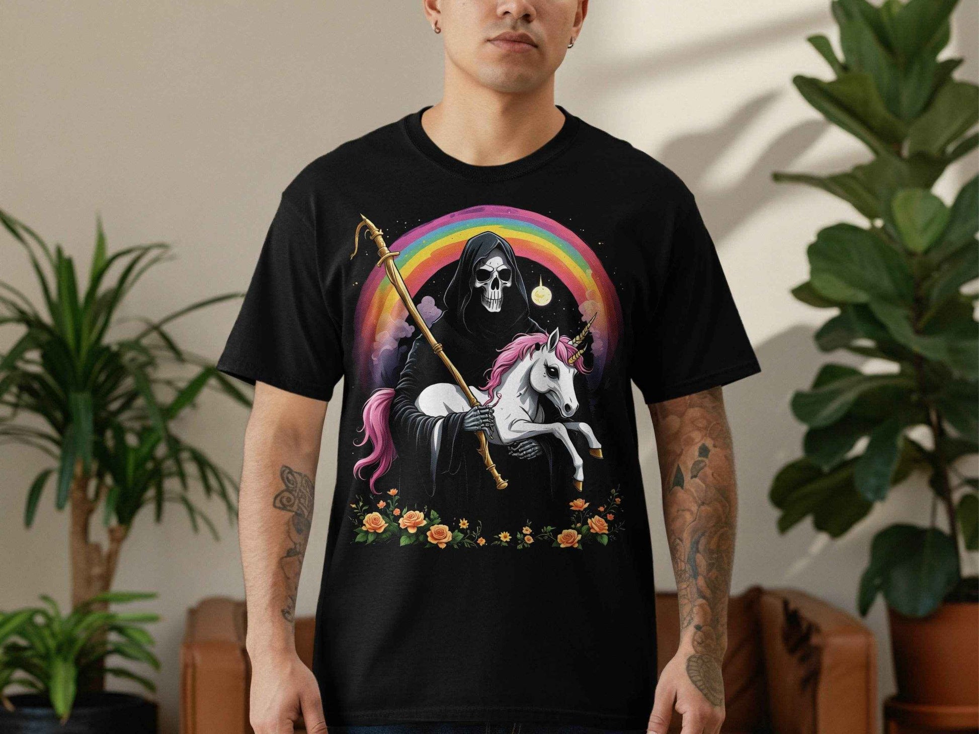 Grim Reaper Unicorn Rainbow Halftone T-Shirt Design Digital - halftone PNG for T-shirts – Sue Opperman Halftones