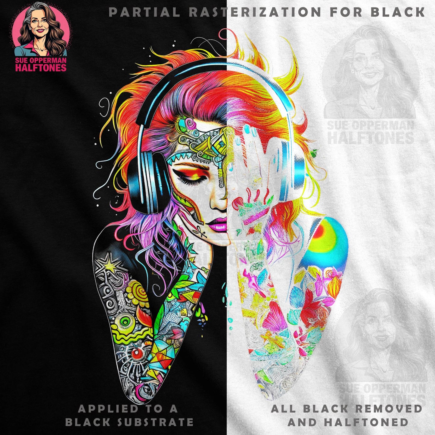 Music with Headphones Halftone T-Shirt Design - halftone PNG for T-shirts – Sue Opperman Halftones