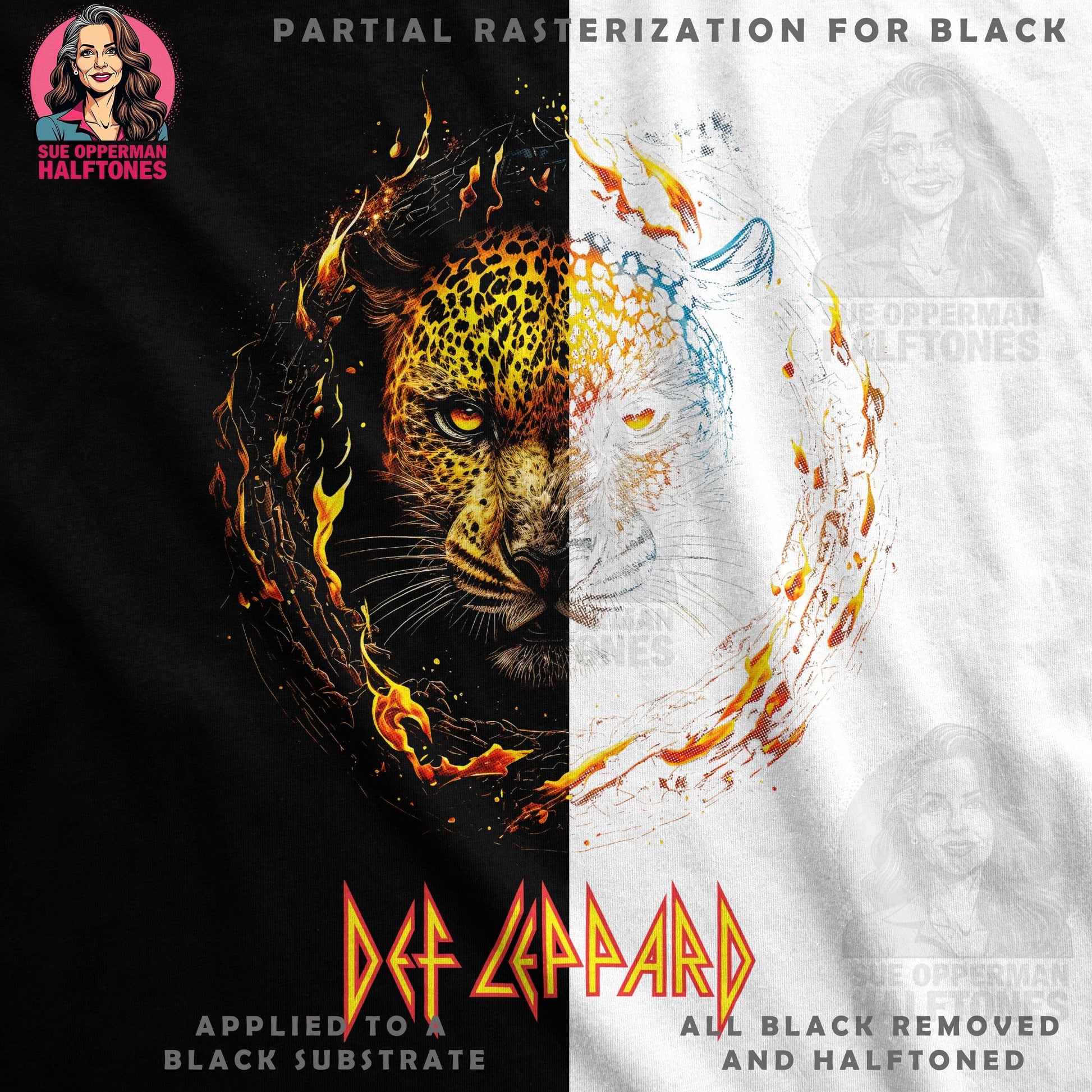 Animals Def Leppard Tiger Halftone T-Shirt Design - halftone PNG for T-shirts – Sue Opperman Halftones
