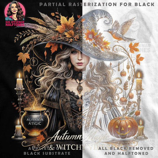 Halloween Autumn Witchcraft Halftone T-Shirt Design - halftone PNG for T-shirts – Sue Opperman Halftones