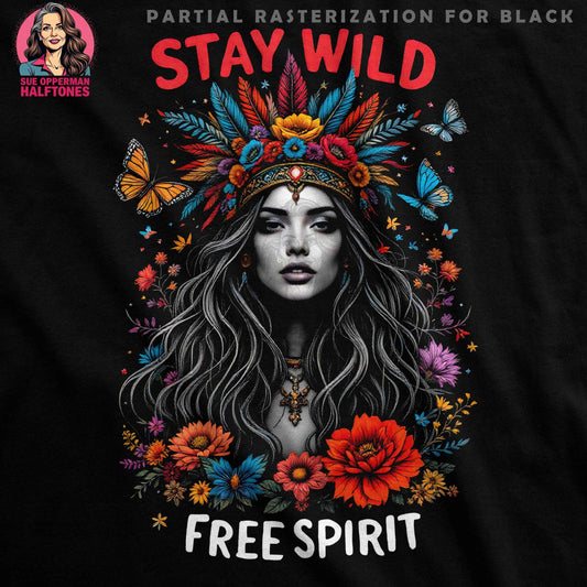 Free Spirit Halftone T-Shirt Design - halftone PNG for T-shirts – Sue Opperman Halftones