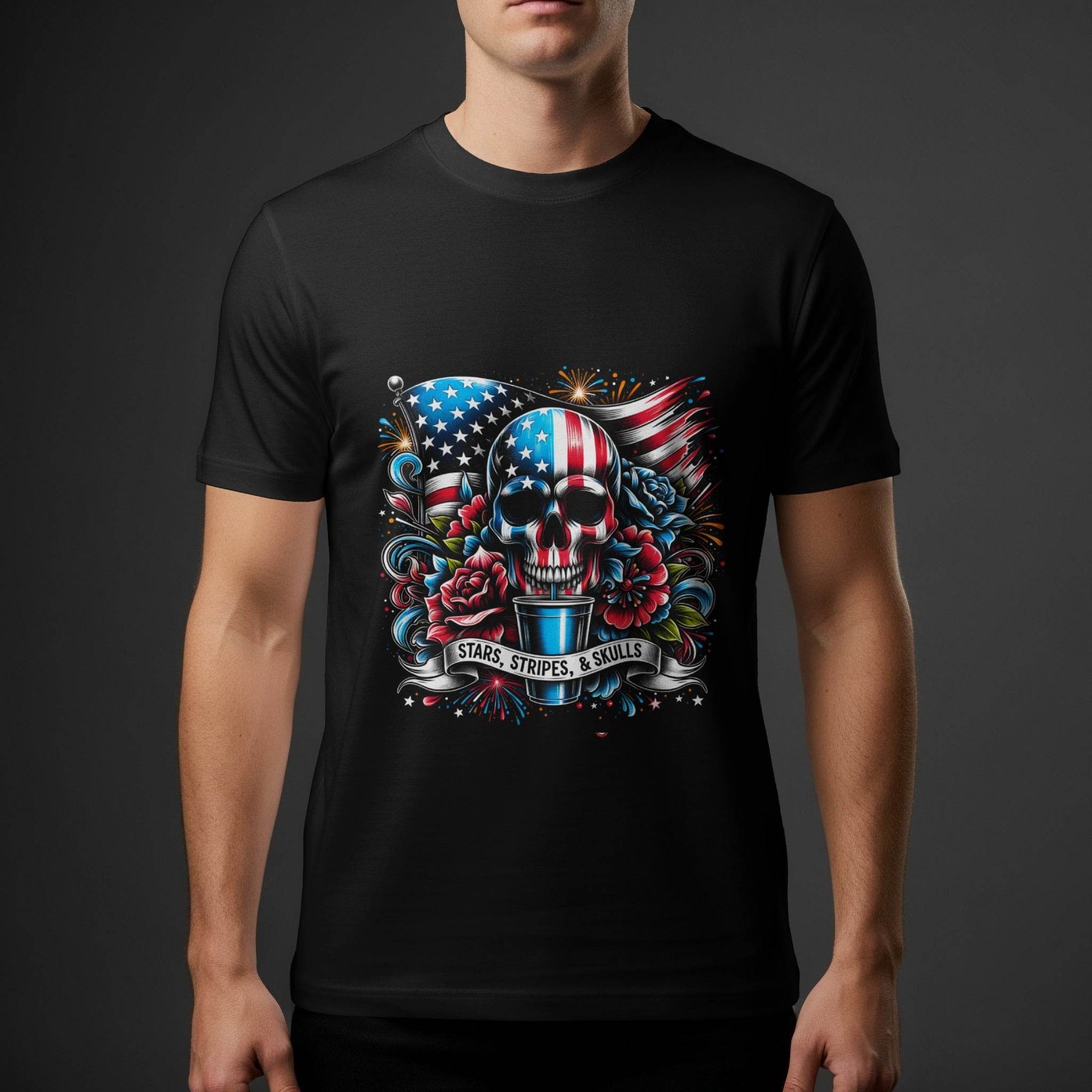 Patriotic Skull Stars Stripes Halftoned T-Shirt Design - halftone PNG for T-shirts – Sue Opperman Halftones