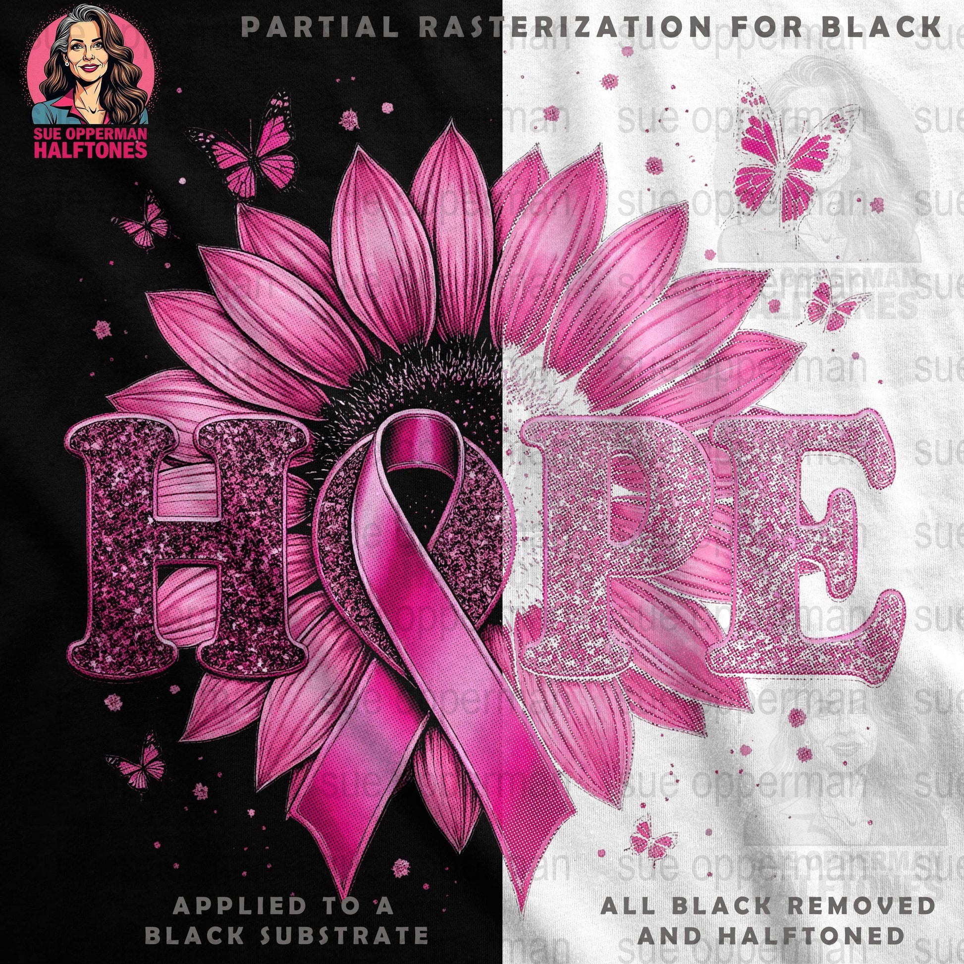Breast Cancer Awareness Hope Universal Print Bundle Digital - halftone PNG for T-shirts – Sue Opperman Halftones