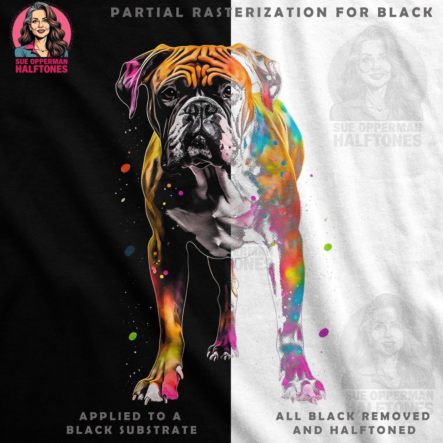 Dog Watercolor Halftone T-Shirt Design - halftone PNG for T-shirts – Sue Opperman Halftones