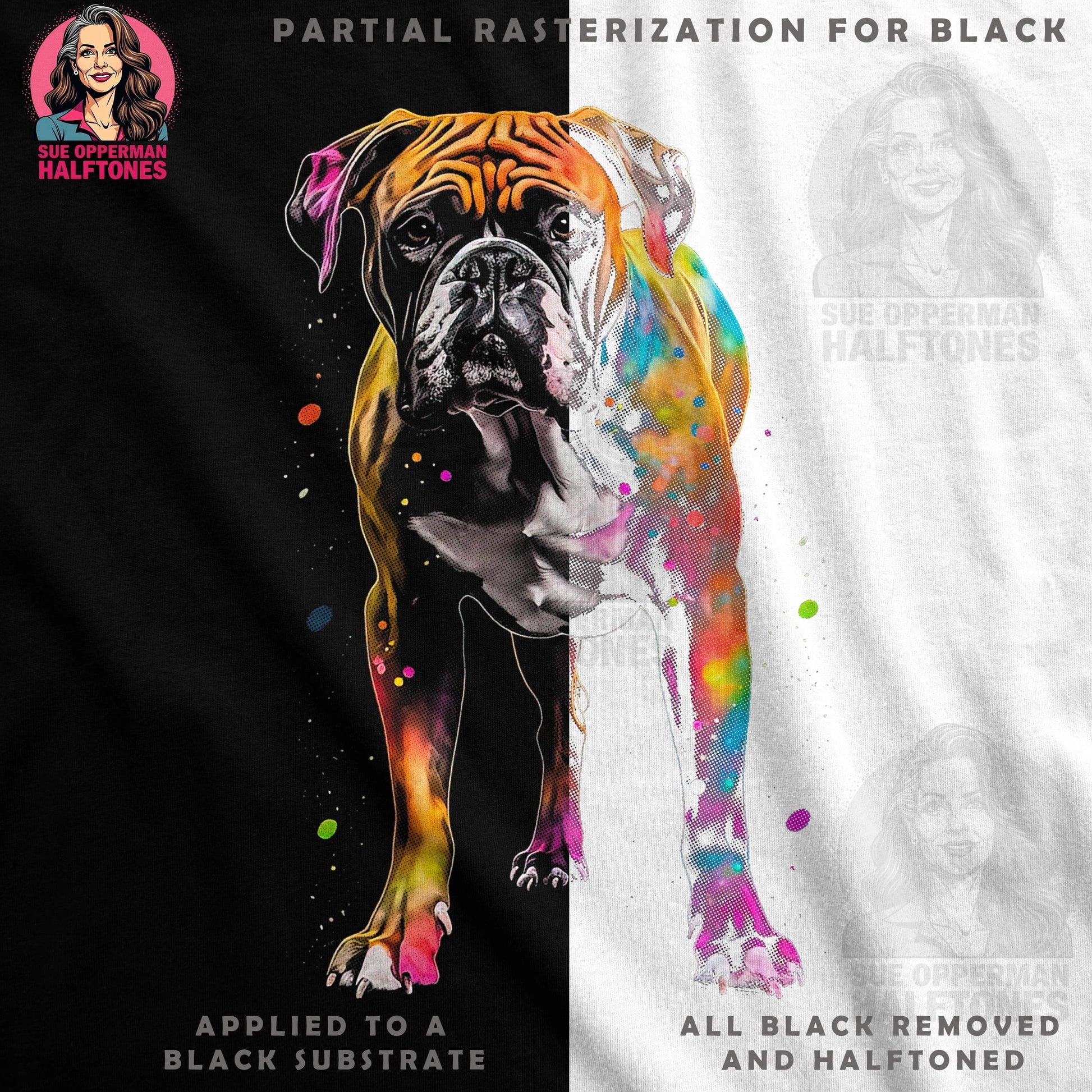 Dog Watercolor Halftone T-Shirt Design - halftone PNG for T-shirts – Sue Opperman Halftones