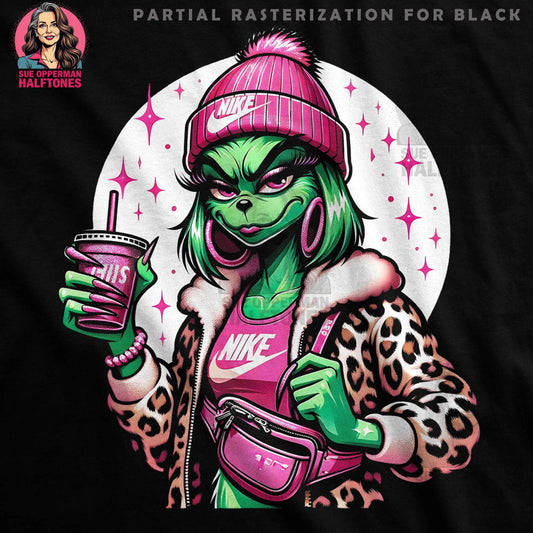 Grinch in Pink Halftoned Streetwear Halftone T-Shirt Design - halftone PNG for T-shirts – Sue Opperman Halftones