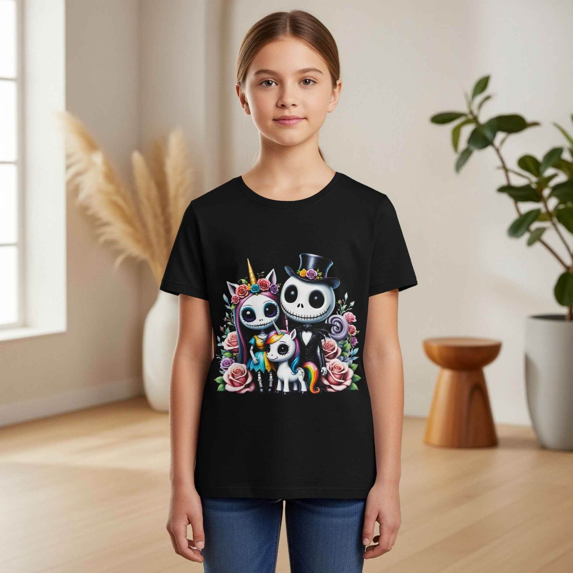 Jack and Sally Unicorns Roses Halftone T-Shirt Design - halftone PNG for T-shirts – Sue Opperman Halftones
