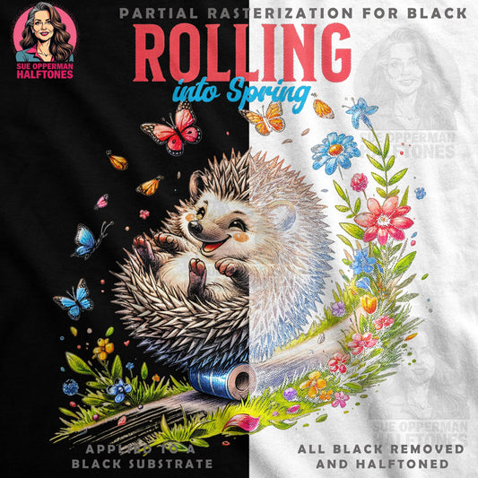 Rolling Spring Hedgehog Animal Graphic Halftoned T-Shirt Design - halftone PNG for T-shirts – Sue Opperman Halftones