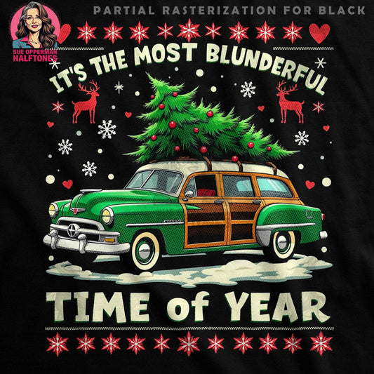 Christmas Car and Tree Design Halftone T-Shirt Design - halftone PNG for T-shirts – Sue Opperman Halftones