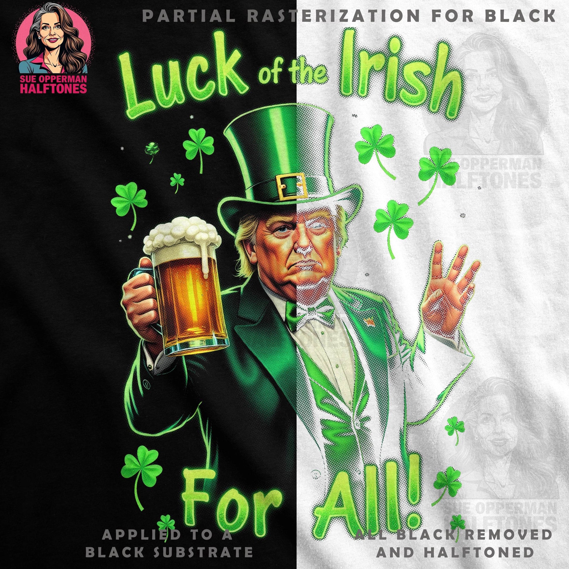 St Patricks Luck Of Irish Halftone T-Shirt Design - halftone PNG for T-shirts – Sue Opperman Halftones