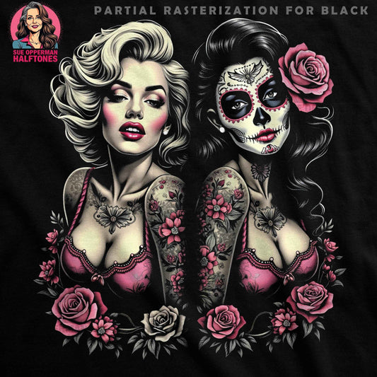 Marilyn Monroe Sugar Skull Portrait Halftone T-Shirt Design - halftone PNG for T-shirts – Sue Opperman Halftones
