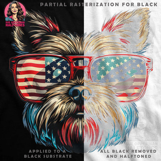 Patriotic Dog with American Flag Halftone T-Shirt Design - halftone PNG for T-shirts – Sue Opperman Halftones