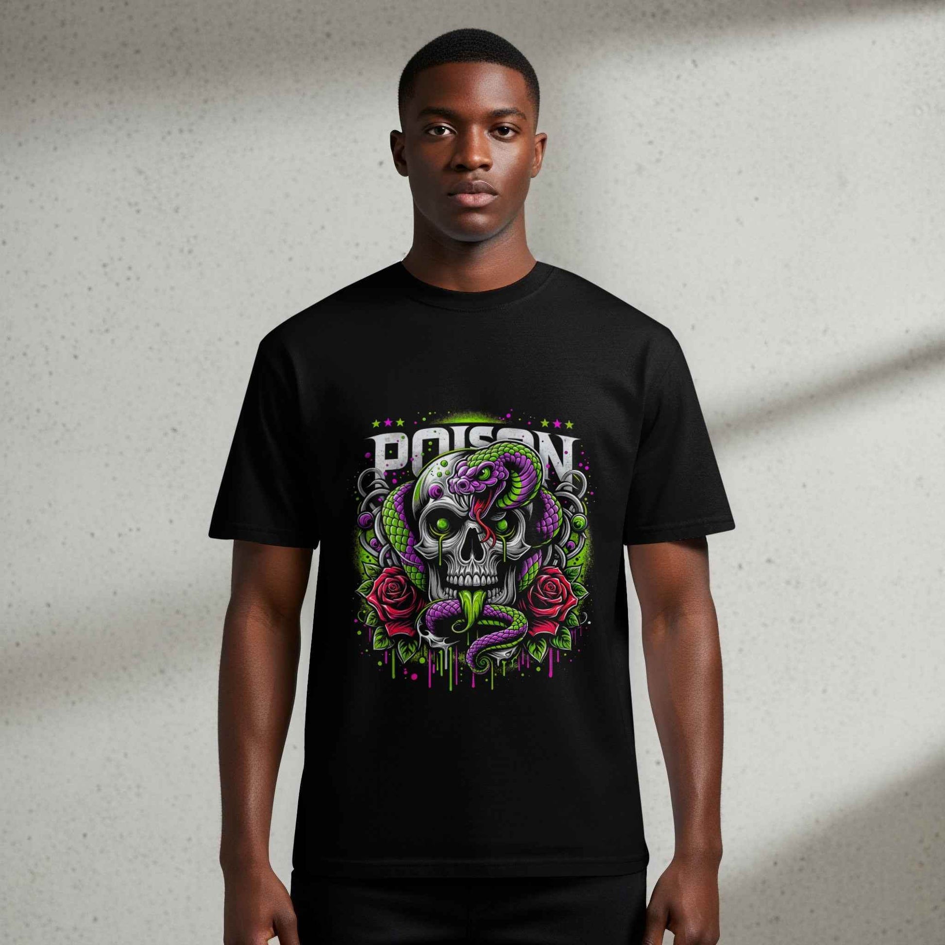 Gothic Skull Snake Roses Poison Digital Halftoned T-Shirt Design - halftone PNG for T-shirts – Sue Opperman Halftones