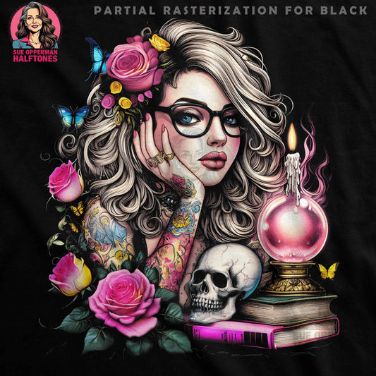 Glamour Roses Butterfly Skull Halftone T-Shirt Design - halftone PNG for T-shirts – Sue Opperman Halftones