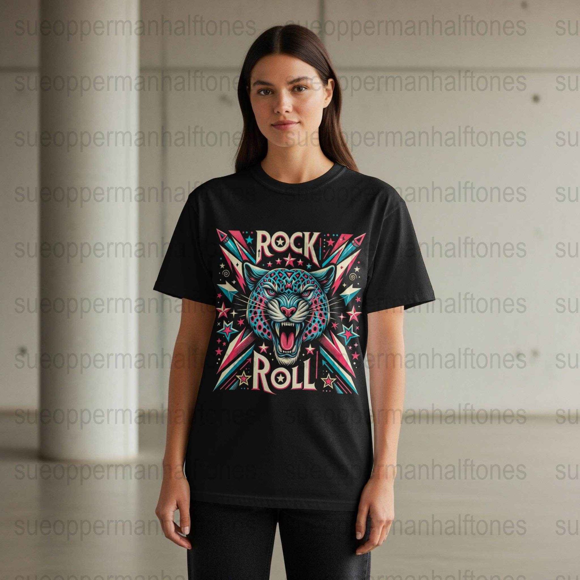 Rock and Roll Jaguar Halftone T-Shirt Design Digital - halftone PNG for T-shirts – Sue Opperman Halftones
