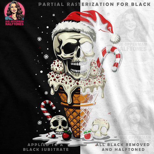 Christmas Skull Dessert Halftone T-Shirt Design - halftone PNG for T-shirts – Sue Opperman Halftones