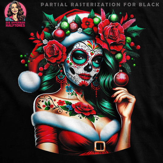 Christmas Sugar Skull Halftone T-Shirt Design - halftone PNG for T-shirts – Sue Opperman Halftones