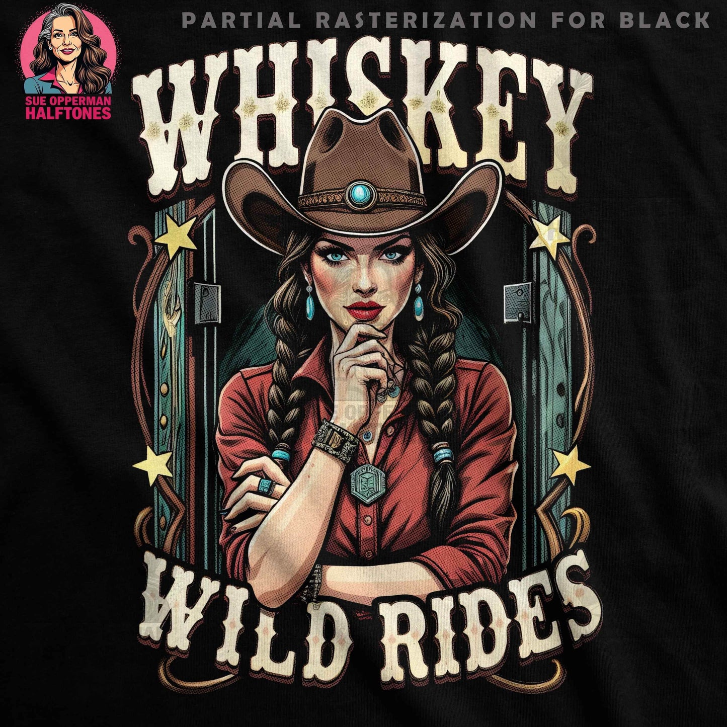 Cowgirl Halftone T-Shirt Design - halftone PNG for T-shirts – Sue Opperman Halftones