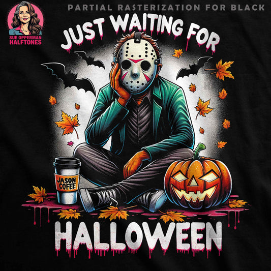 Just Waiting for Halloween Halftoned T-shirt Design - halftone PNG for T-shirts – Sue Opperman Halftones