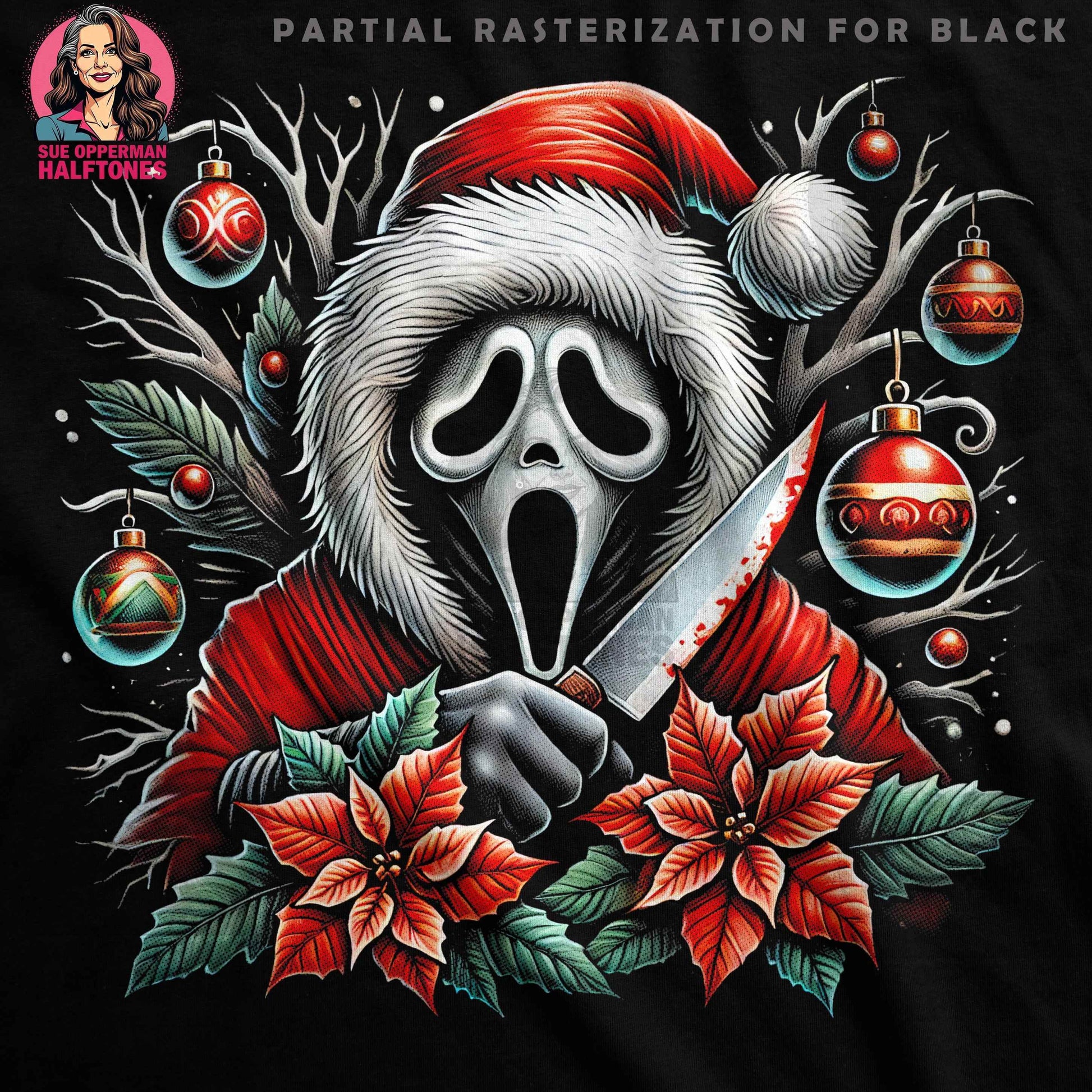Christmas Ghost Face Halftone T-Shirt Design - halftone PNG for T-shirts – Sue Opperman Halftones