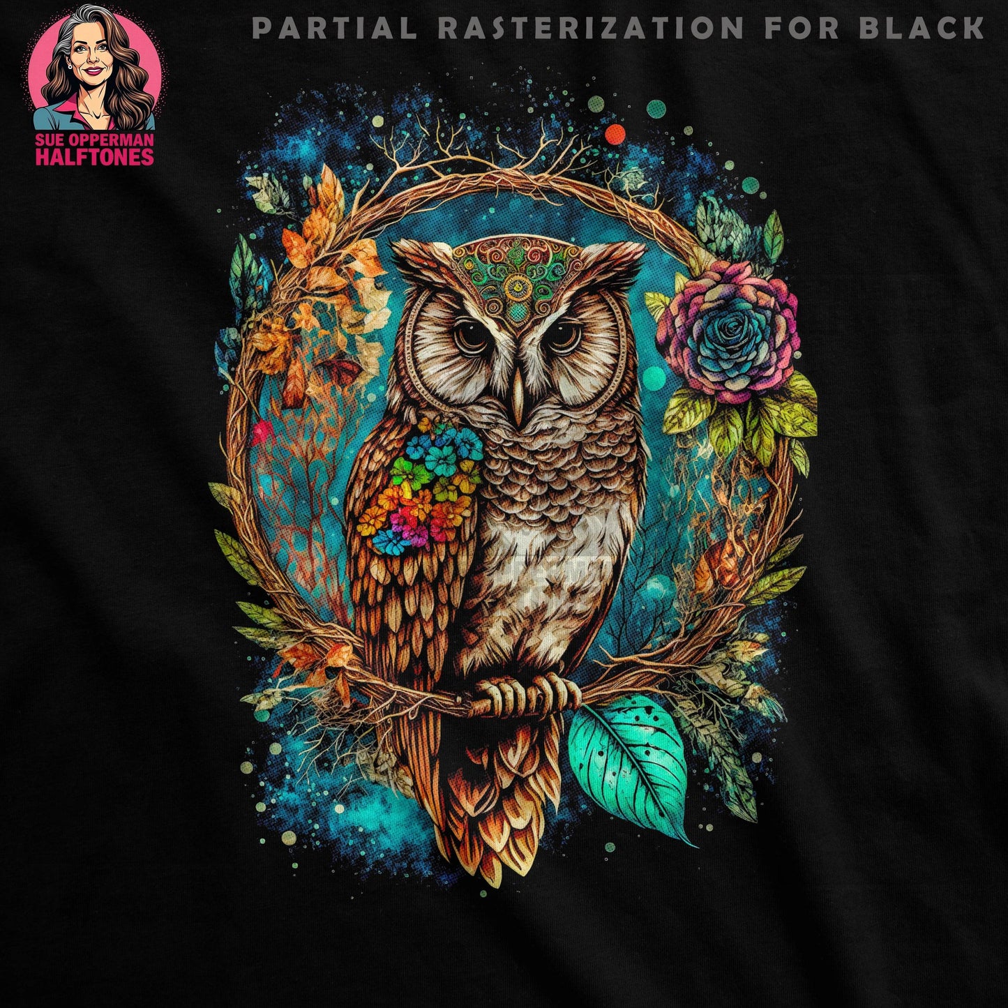 Fantasy Dream Owl Halftone T-Shirt Design - halftone PNG for T-shirts – Sue Opperman Halftones