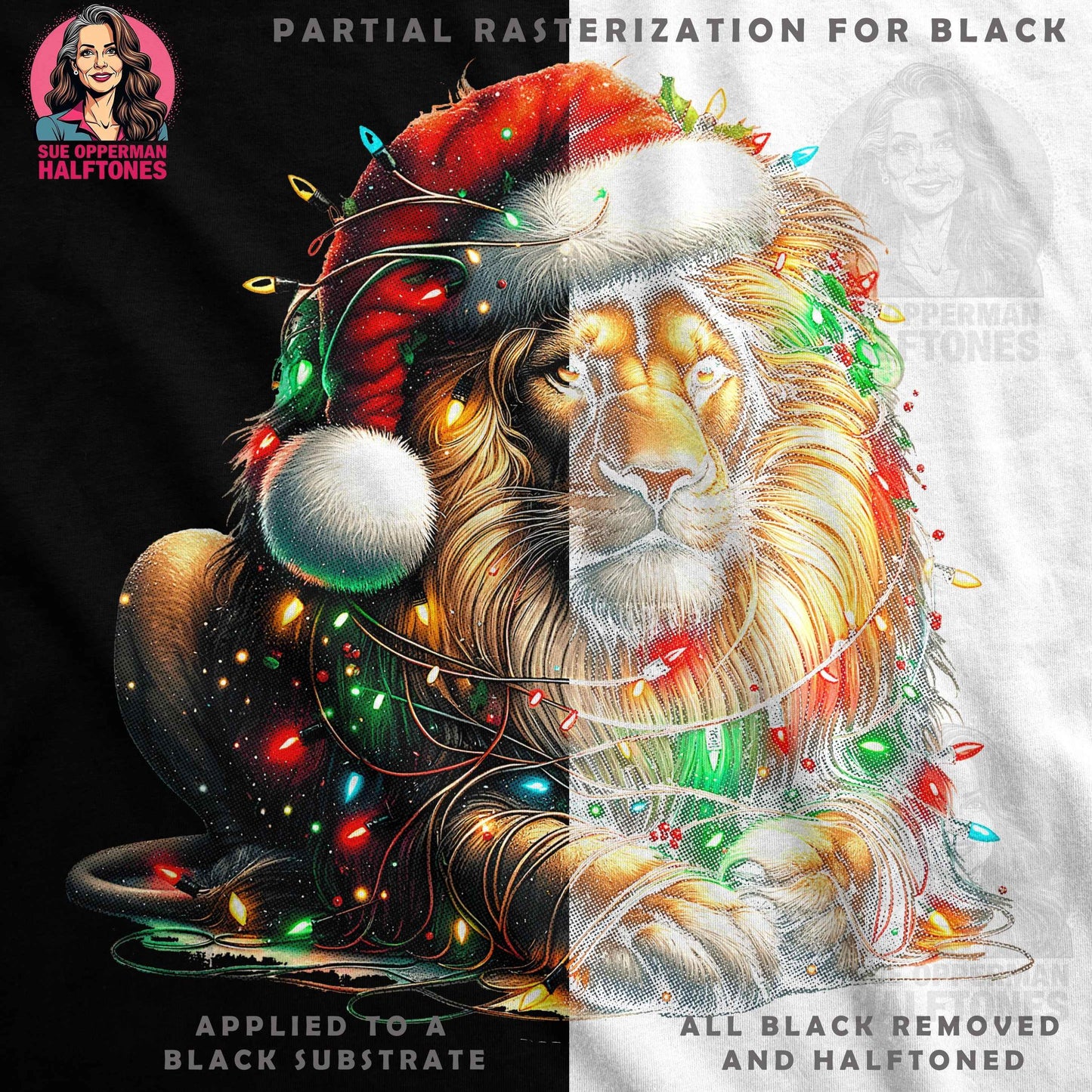 Christmas Lion Halftone T-Shirt Designs - halftone PNG for T-shirts – Sue Opperman Halftones