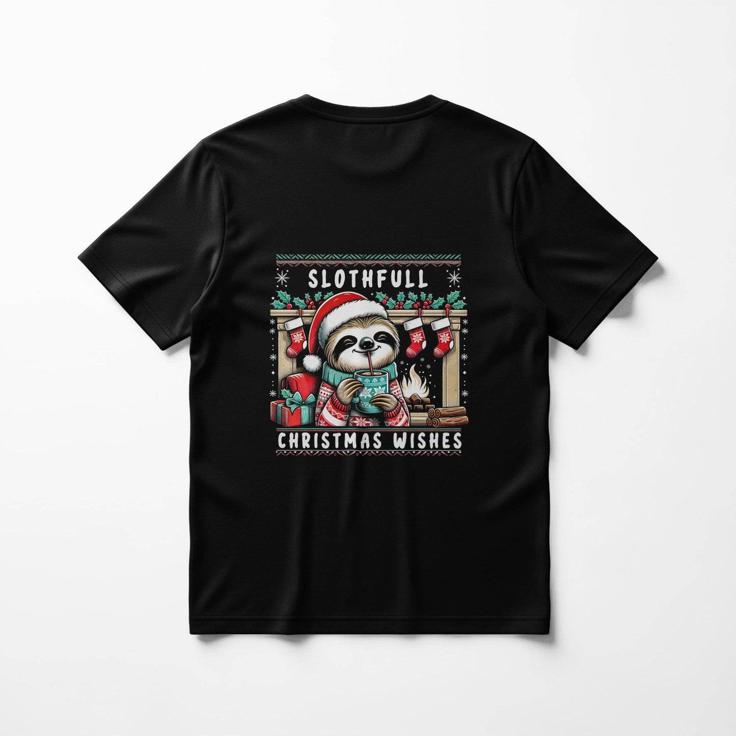 Christmas Sloth with Wishes Halftoned T-Shirt Design - halftone PNG for T-shirts – Sue Opperman Halftones
