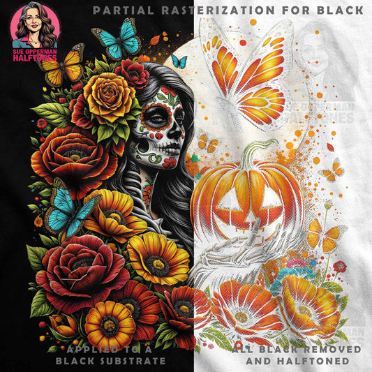 Sugar Skull Halloween Pumpkin Halftone T-Shirt Design Digital - halftone PNG for T-shirts – Sue Opperman Halftones