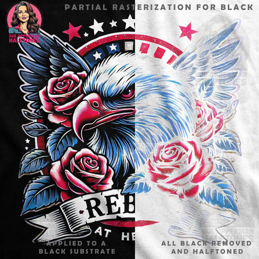 Patriotic Eagle with Roses Halftoned T-Shirt Design - halftone PNG for T-shirts – Sue Opperman Halftones