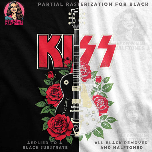 Music with Roses Guitar Halftone T-Shirt Design - halftone PNG for T-shirts – Sue Opperman Halftones