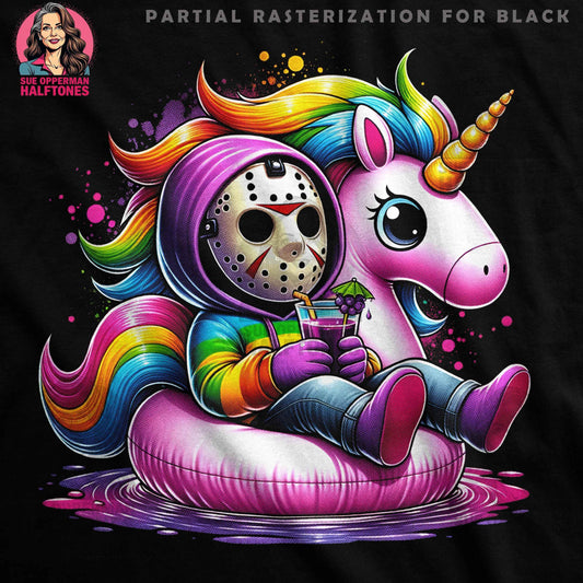 Horror Unicorn Summer Fun Digital Halftone T-shirt Design - halftone PNG for T-shirts – Sue Opperman Halftones