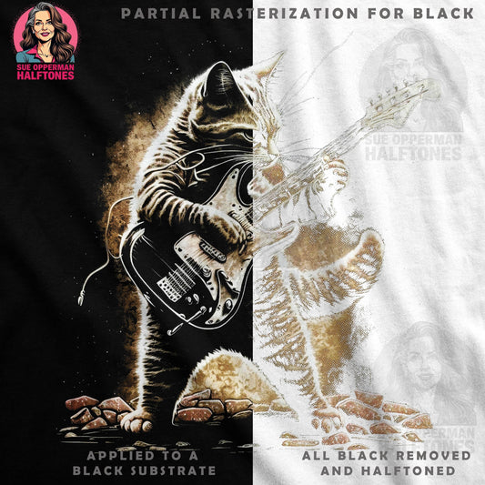 Cat Playing Guitar Halftone T-Shirt Design - halftone PNG for T-shirts – Sue Opperman Halftones