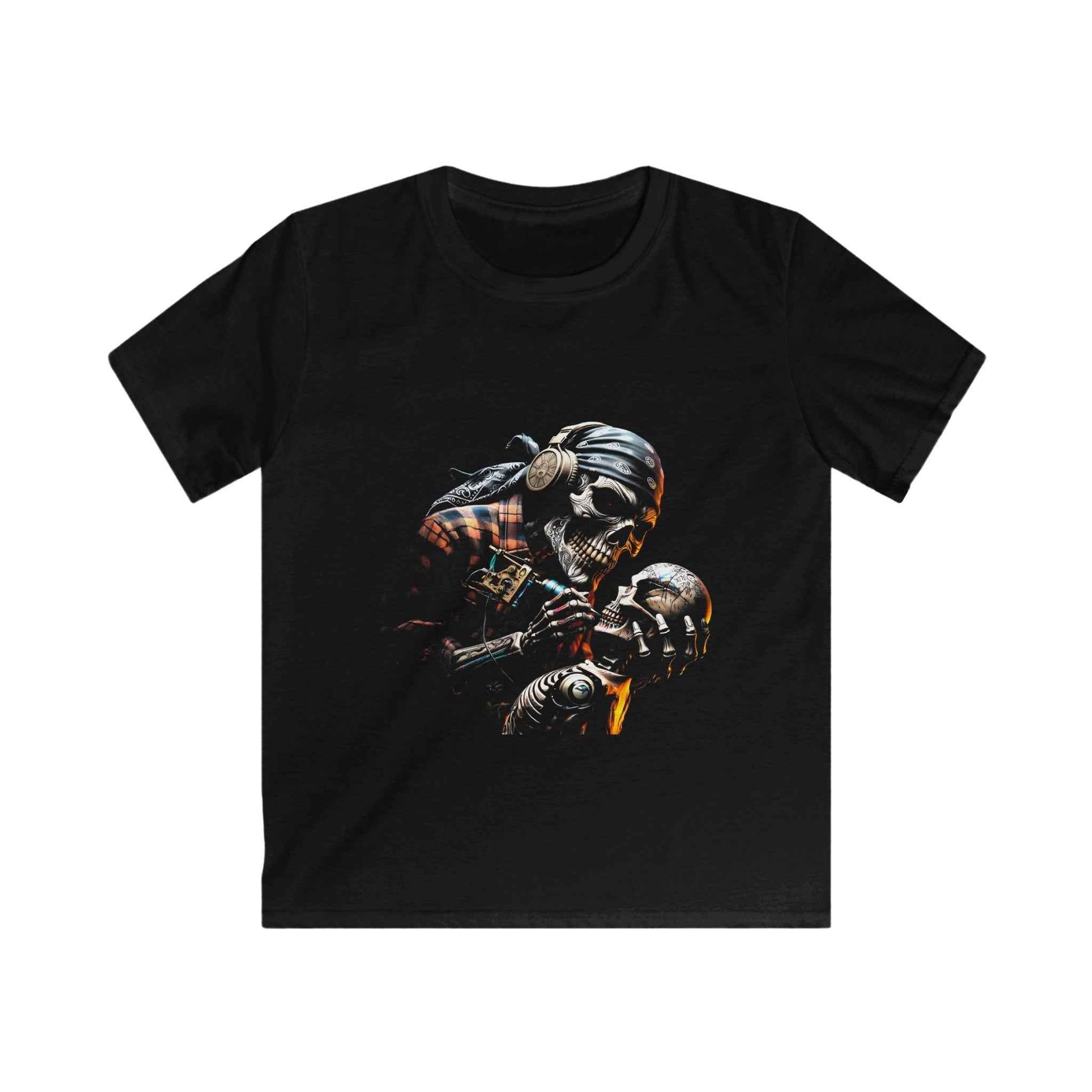 Steampunk Skull Tattoo Artist With Baby Skull Digital Halftone T-Shirt Design - halftone PNG for T-shirts – Sue Opperman Halftones