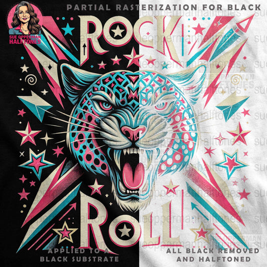 Rock and Roll Jaguar Halftone T-Shirt Design Digital - halftone PNG for T-shirts – Sue Opperman Halftones