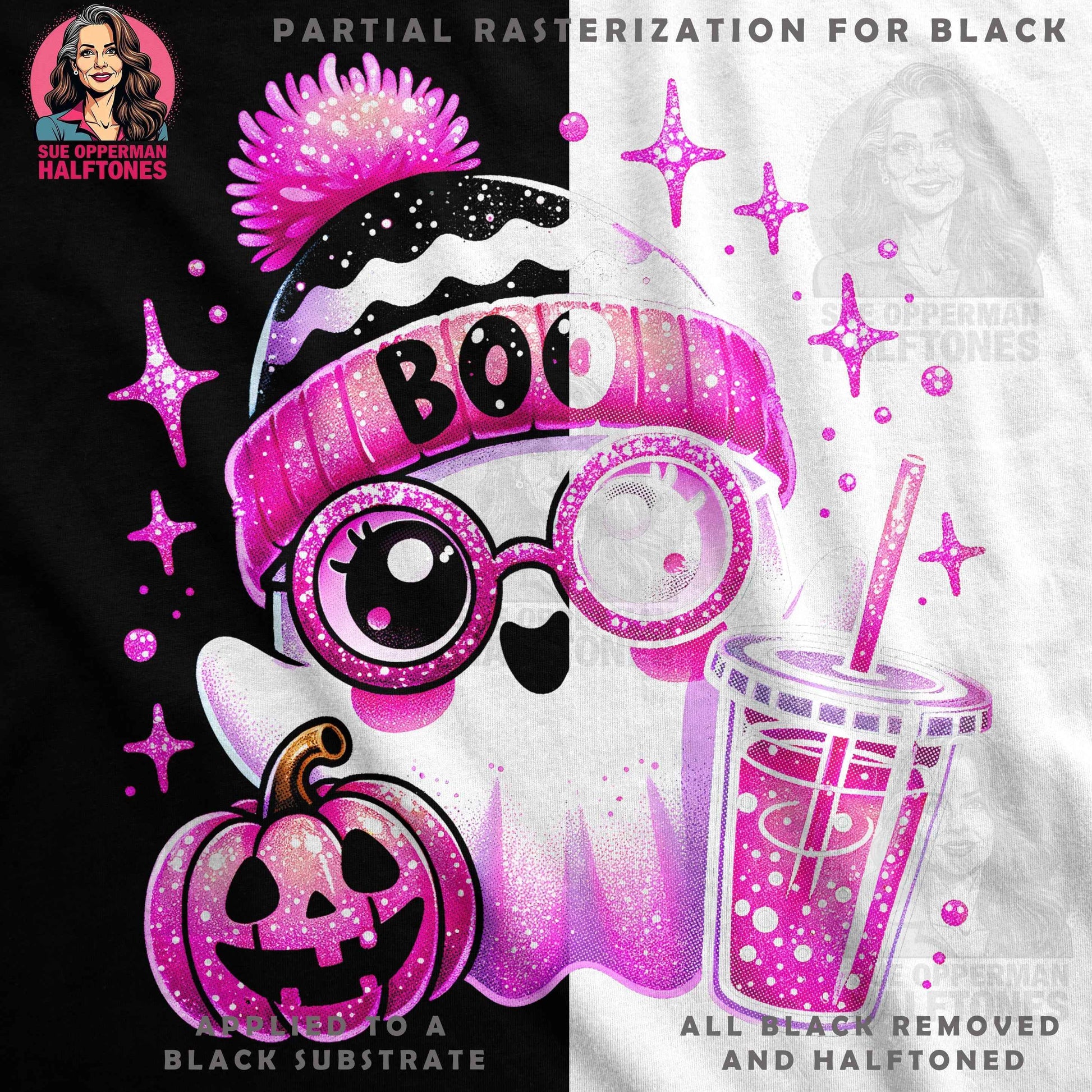 Cute Halloween Ghost Halftone T-Shirt Design - halftone PNG for T-shirts – Sue Opperman Halftones