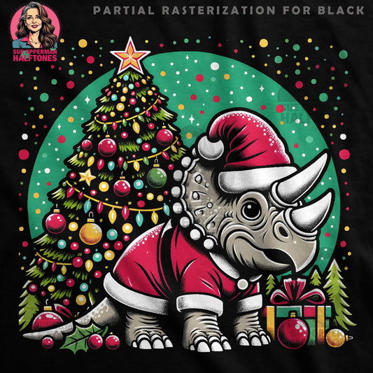 Christmas Dinosaur Scene Halftone T-Shirt Design - halftone PNG for T-shirts – Sue Opperman Halftones