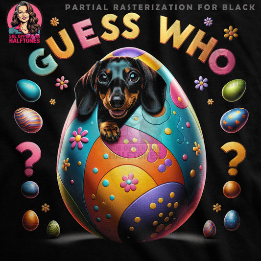 Easter Dachshund Guess Who Egg Halftone T-Shirt Design - halftone PNG for T-shirts – Sue Opperman Halftones