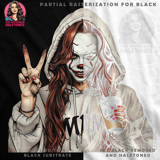 Pennywise Inspired Clown Girl Halftone T-Shirt Design - halftone PNG for T-shirts – Sue Opperman Halftones