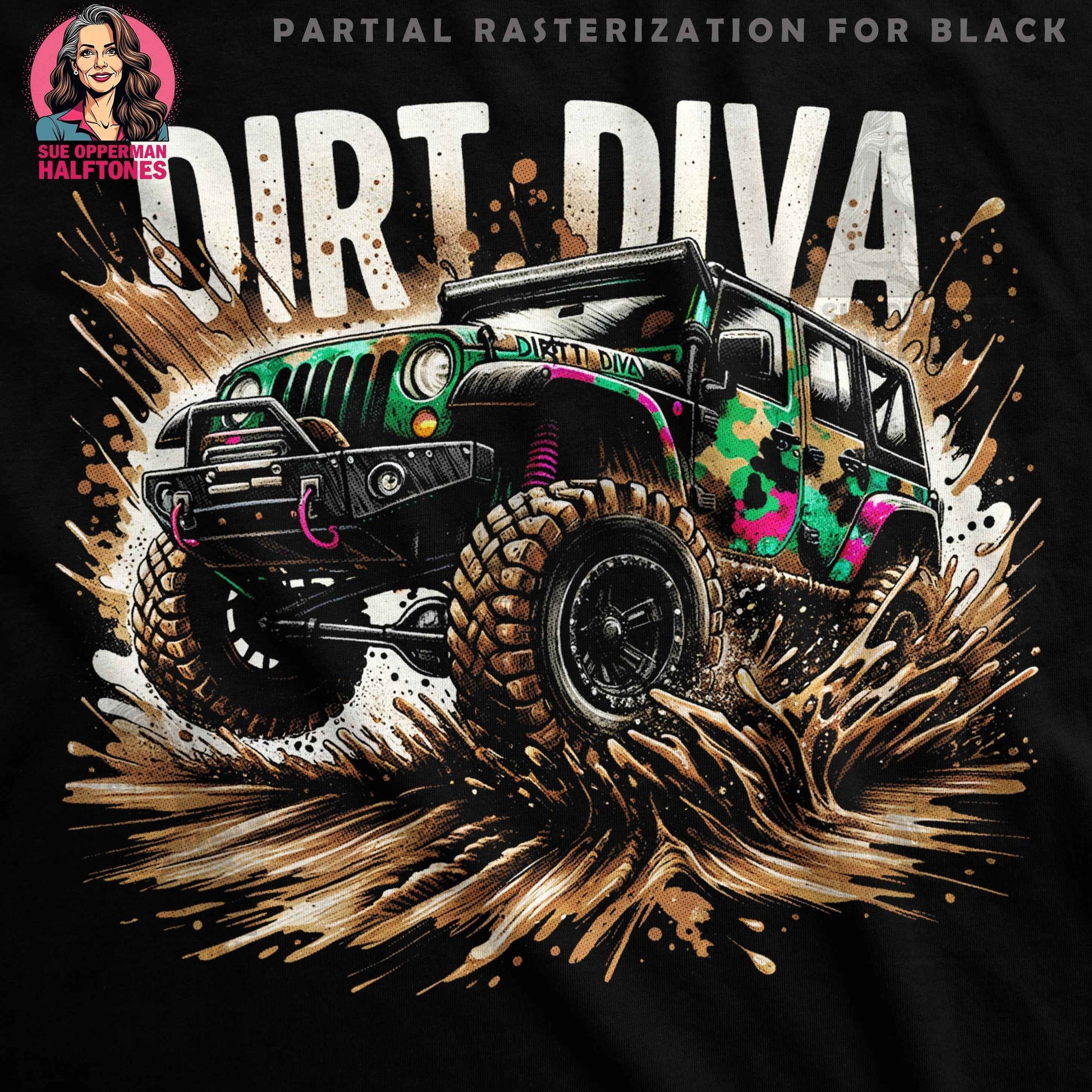 Bike Dirt Diva Halftone T-Shirt Design - halftone PNG for T-shirts – Sue Opperman Halftones