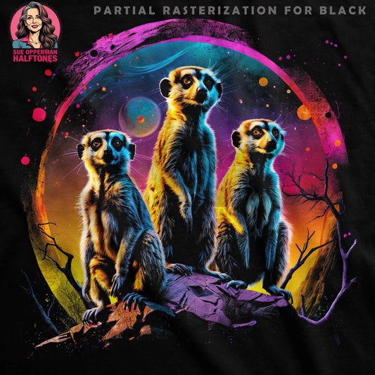 Meerkat Trio Colorful Graphic Digital Halftoned T-Shirt Design - halftone PNG for T-shirts – Sue Opperman Halftones