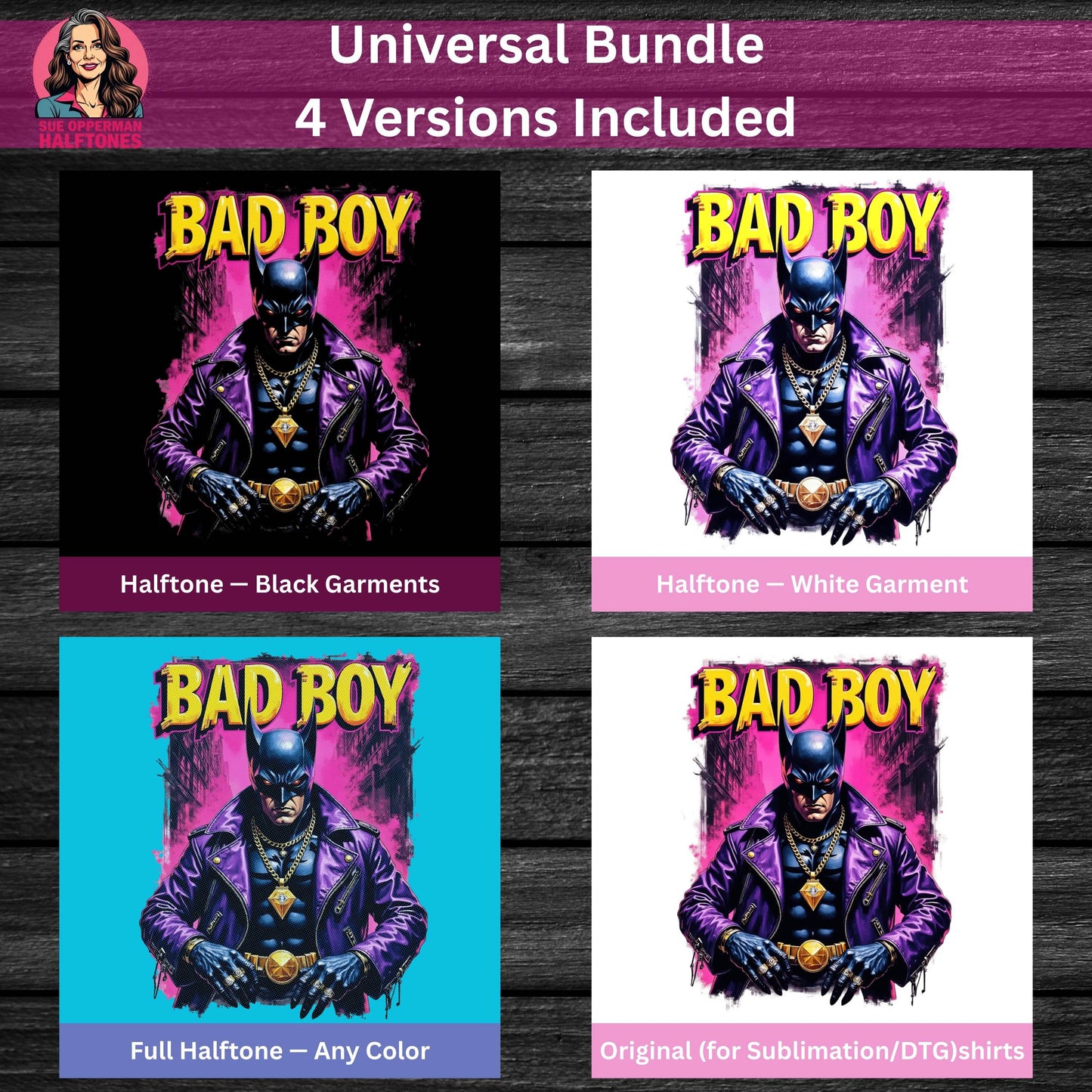 Bad Boy Pop Art Superhero Character Universal Print Bundle - halftone PNG for T-shirts – Sue Opperman Halftones