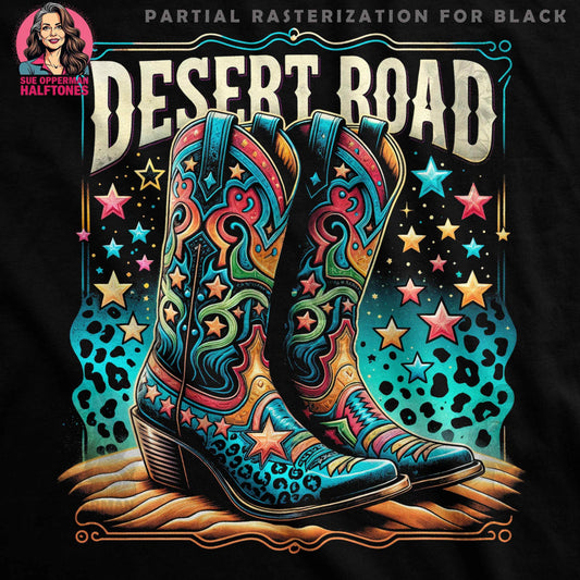 Desert Road Cowboy Boots Halftone T-Shirt Design - halftone PNG for T-shirts – Sue Opperman Halftones