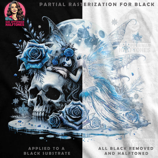 Winter Fairy With Skull Halftone T-Shirt Design - halftone PNG for T-shirts – Sue Opperman Halftones